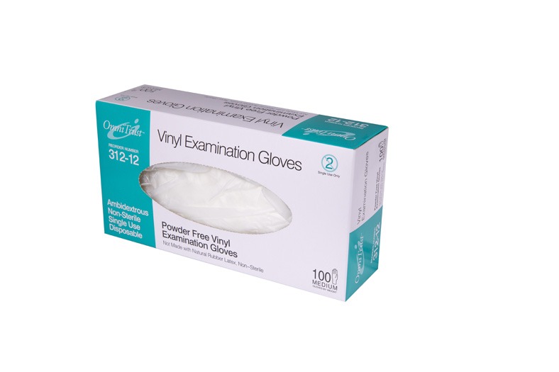 Gloves Vinyl Powder-Free Non-Sterile Disposable OmniTrust Medium (100/BX 10BXS/CS) by Omni International LLC  ID 312-12